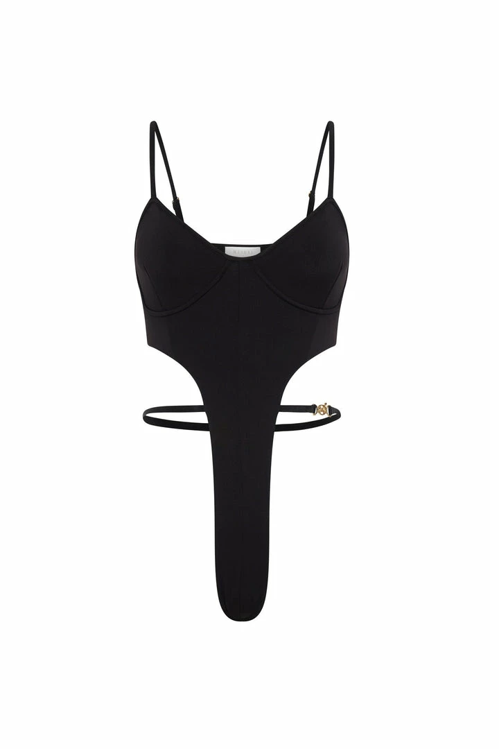 WXI Steph Cut Out Bodysuit With Hardware - Black All Tops 8 WXI Steph Cut Out Bodysuit With Hardware - Black All Tops