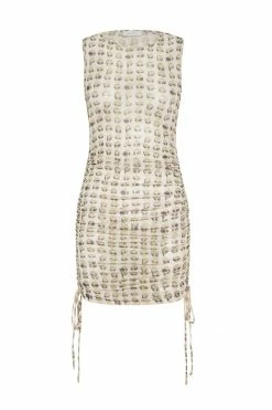ROM DRESSES Sally Ruched Side Mesh Mini Dress - Alien Print 17 ROM DRESSES Sally Ruched Side Mesh Mini Dress - Alien Print