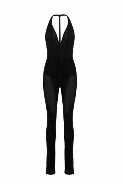 WXI Tash Mesh And Jersey Halter Jumpsuit - Black 13 WXI Tash Mesh And Jersey Halter Jumpsuit - Black