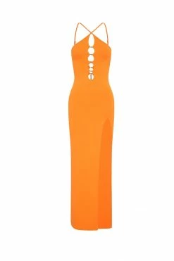 WXI DRESSES Ally Beaded Halter Maxi Dress - Tangerine 19 WXI DRESSES Ally Beaded Halter Maxi Dress - Tangerine