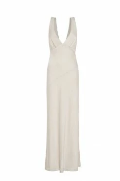 JLW Nadia Maxi Satin Dress With Back Cowl - Silver DRESSES