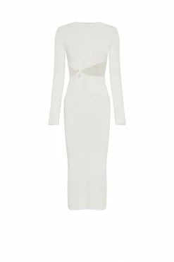 EMS Mila Twist Front Knit Midi Dress - White DRESSES 15 EMS Mila Twist Front Knit Midi Dress - White DRESSES