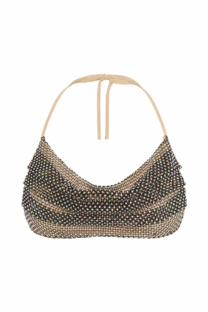 BSD Two Piece Sets Casey Mesh Diamante Halter Crop - Iridescent Black 8 BSD Two Piece Sets Casey Mesh Diamante Halter Crop - Iridescent Black