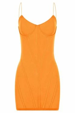BSD Mapel Panelled Mesh Mini Dress - Tangerine