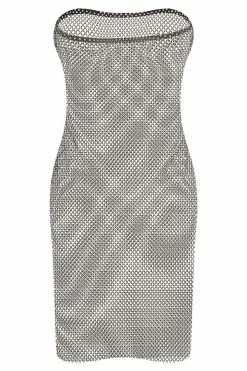 BSD Charity Diamante Mesh Mini Dress - Black