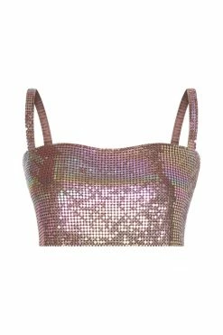 QNG Lianne Glow Mesh Bandeau Top - Iridescent Purple