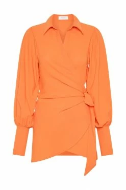 BSD Gabby Split Sleeve Wrap Micro Mini Dress - Tangerine DRESSES