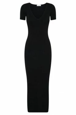 SOP DRESSES Nina Short Sleeve Knit Midi Dress - Black 13 SOP DRESSES Nina Short Sleeve Knit Midi Dress - Black