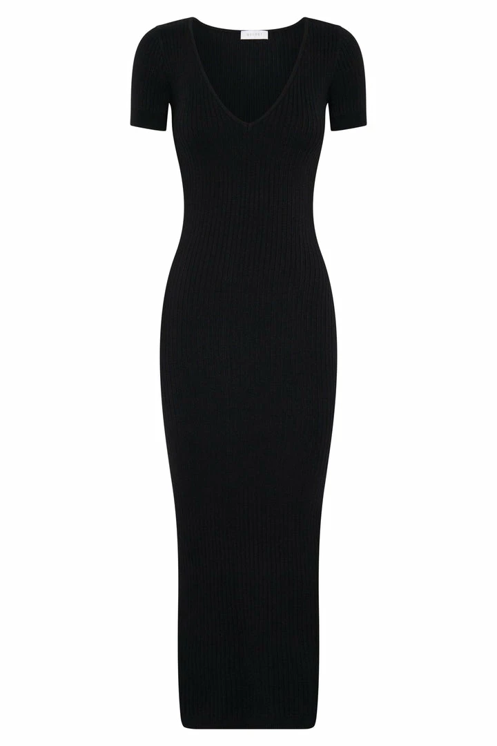SOP DRESSES Nina Short Sleeve Knit Midi Dress - Black 7 SOP DRESSES Nina Short Sleeve Knit Midi Dress - Black