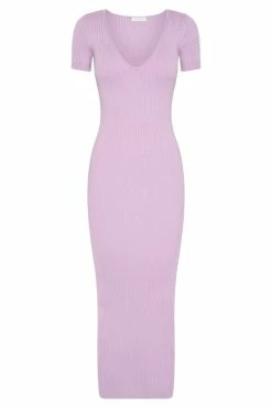 SOP DRESSES Nina Short Sleeve Knit Midi Dress - Lilac 13 SOP DRESSES Nina Short Sleeve Knit Midi Dress - Lilac