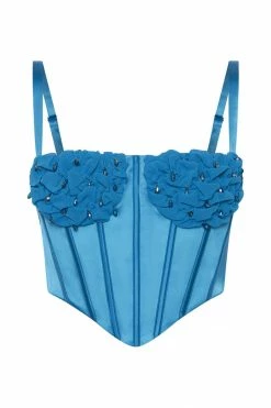 QNG Kristy Shirring Bust Corset Top - Marine Blue All Tops