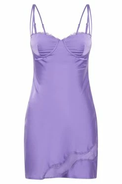 WNG Joslyn Satin Lace Slip Mini Dress - Purple 13 WNG Joslyn Satin Lace Slip Mini Dress - Purple