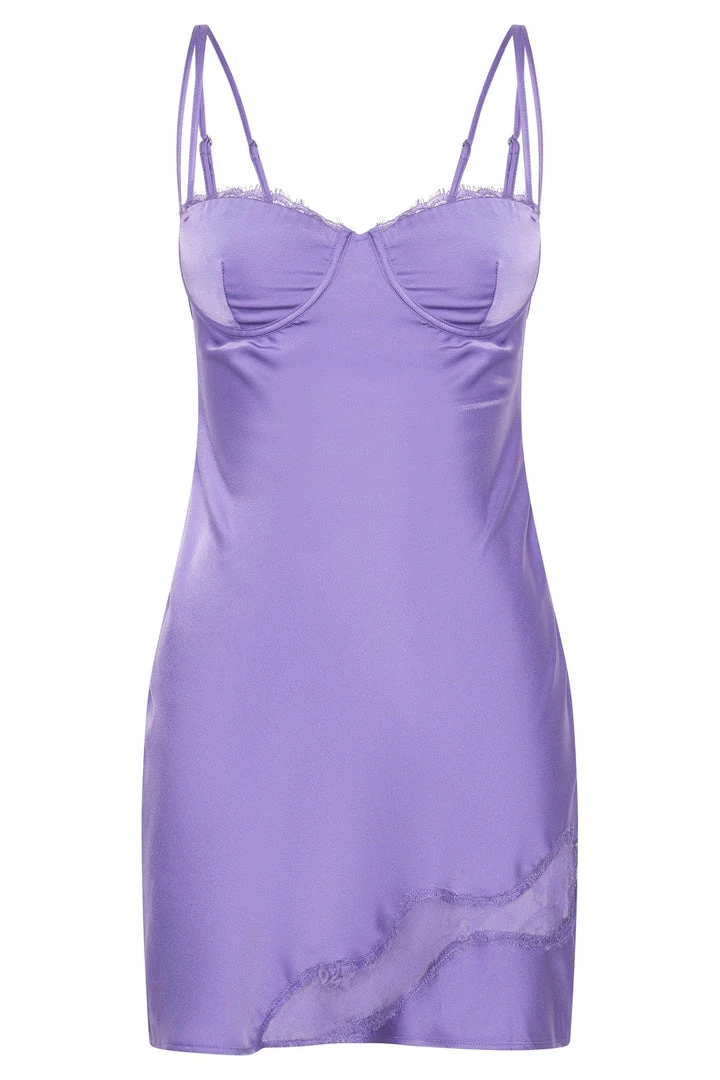WNG Joslyn Satin Lace Slip Mini Dress - Purple 7 WNG Joslyn Satin Lace Slip Mini Dress - Purple
