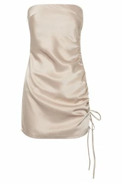 QNG Katia Strapless Ruched Side Mini Dress - Champagne
