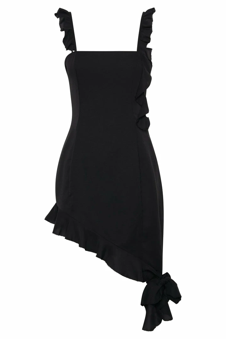 BSD Maeve Asymmetric Ruffle Dress - Black DRESSES 11 BSD Maeve Asymmetric Ruffle Dress - Black DRESSES