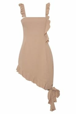 BSD Maeve Asymmetric Ruffle Dress - Taupe
