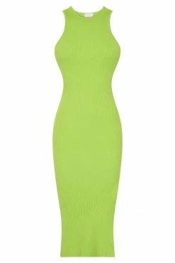 SOP Sienna Knit Midi Dress - Lime Green DRESSES