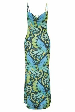 BSD DRESSES Zoe Cowl Front Printed Maxi Dress - Butterfly Print
