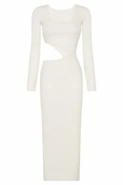 SOP DRESSES Gaia Cut Out Asymmetric Knitted Midi Dress - White 17 SOP DRESSES Gaia Cut Out Asymmetric Knitted Midi Dress - White