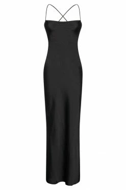 WNT Sydney Straight Neck Slip Maxi Dress - Black DRESSES