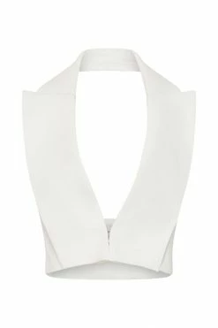 WNT Semara Cropped Waistcoat - White Two Piece Sets