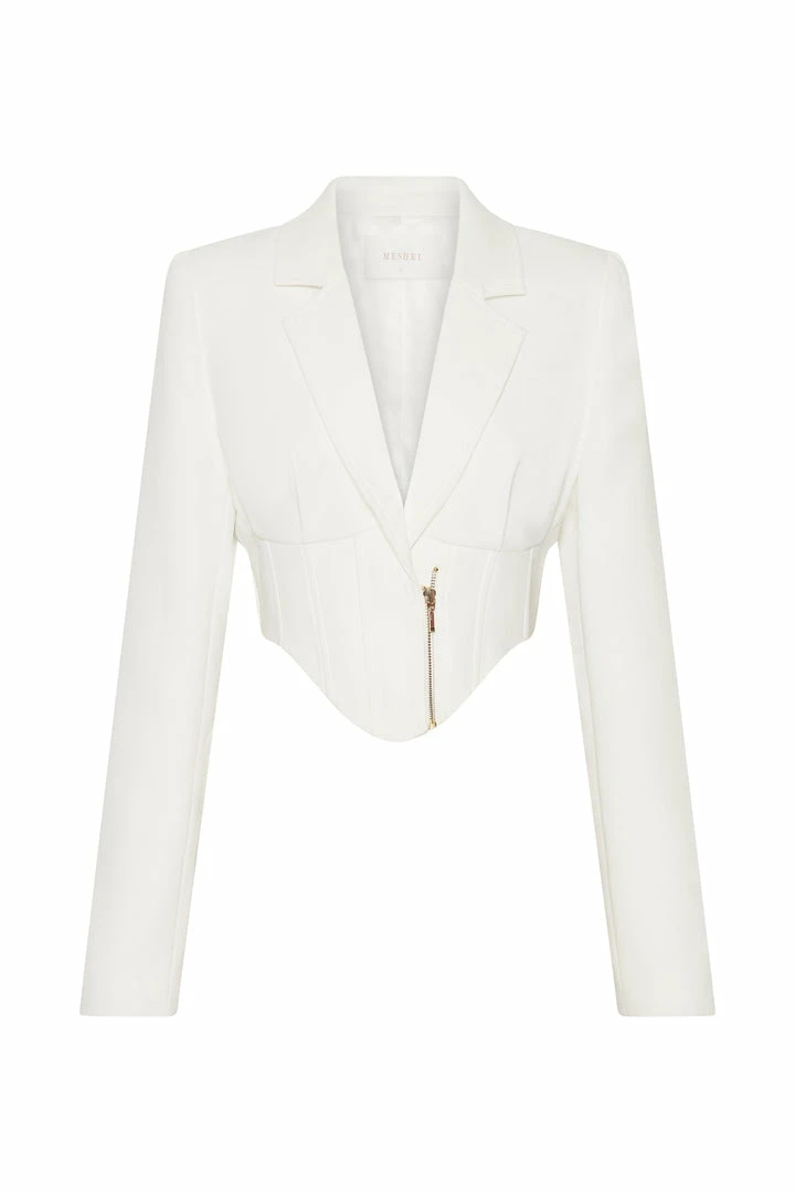 WNT Gloria Cropped Corset Blazer - White Two Piece Sets 7 WNT Gloria Cropped Corset Blazer - White Two Piece Sets