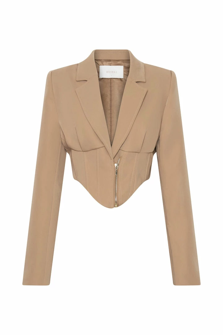 WNT Gloria Cropped Corset Blazer - Taupe 8 WNT Gloria Cropped Corset Blazer - Taupe