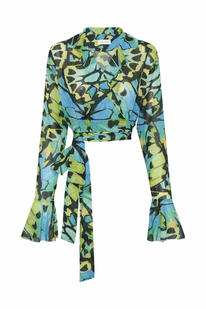 BSD Two Piece Sets Annaliese Wrap Over Blouse - Butterfly Print 11 BSD Two Piece Sets Annaliese Wrap Over Blouse - Butterfly Print