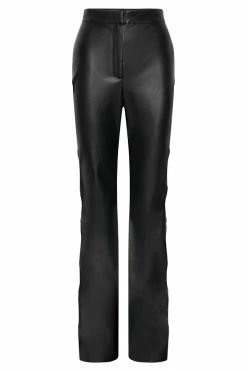 WNT All Bottoms Alexa Cut Out Side Faux Leather Pant - Black