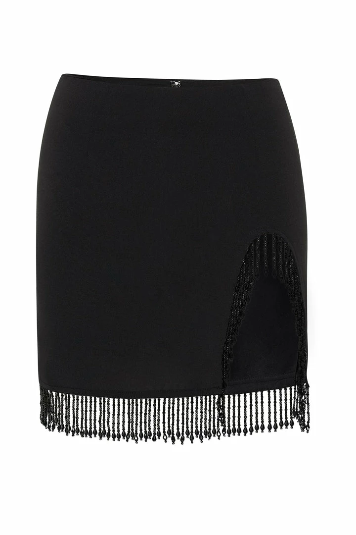 AMC Stephanie Fringe Mini Skirt - Black 7 AMC Stephanie Fringe Mini Skirt - Black