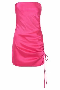 QNG DRESSES Katia Strapless Ruched Side Mini Dress - Fuchsia