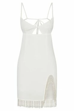 AMC Darcie Fringe Mini Dress - White
