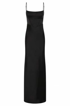 QNG Desirie Corset Maxi Dress - Black