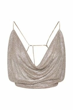 BSD Shanice Glomesh Drape Top - Gold Two Piece Sets