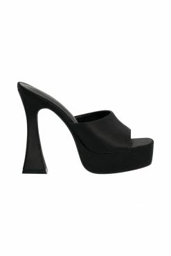 LFS Mikaela Satin Platform Heels - Black