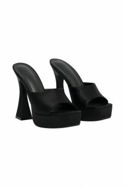 LFS Mikaela Satin Platform Heels - Black