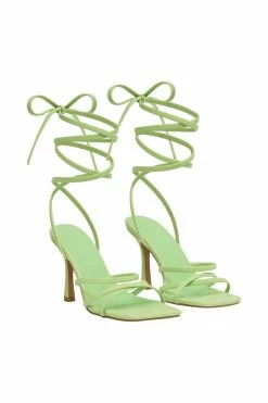 LFS Milly Faux Leather Wrap Around Heels - Lime Green 17 LFS Milly Faux Leather Wrap Around Heels - Lime Green