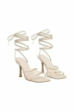 LFS Shoes Milly Faux Leather Wrap Around Heels - Cream 11 LFS Shoes Milly Faux Leather Wrap Around Heels - Cream