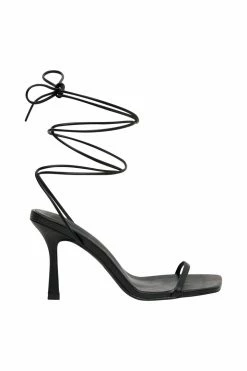 LFS Shoes Neve Wrap Around Faux Leather Heels - Black