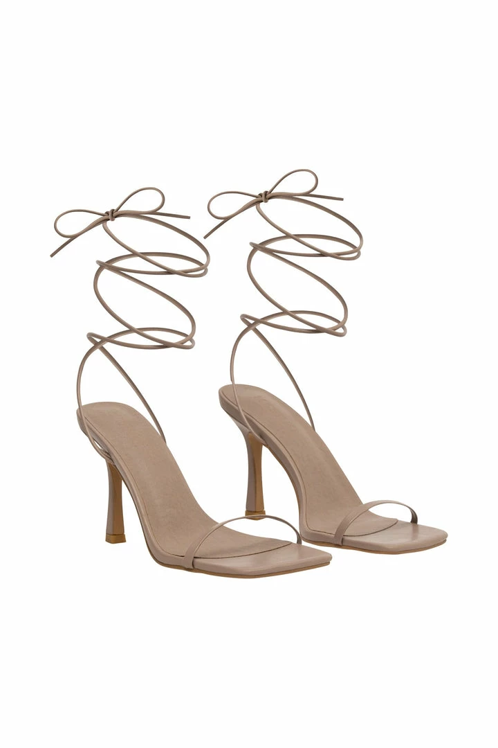 LFS Neve Wrap Around Faux Leather Heels - Taupe 8 LFS Neve Wrap Around Faux Leather Heels - Taupe