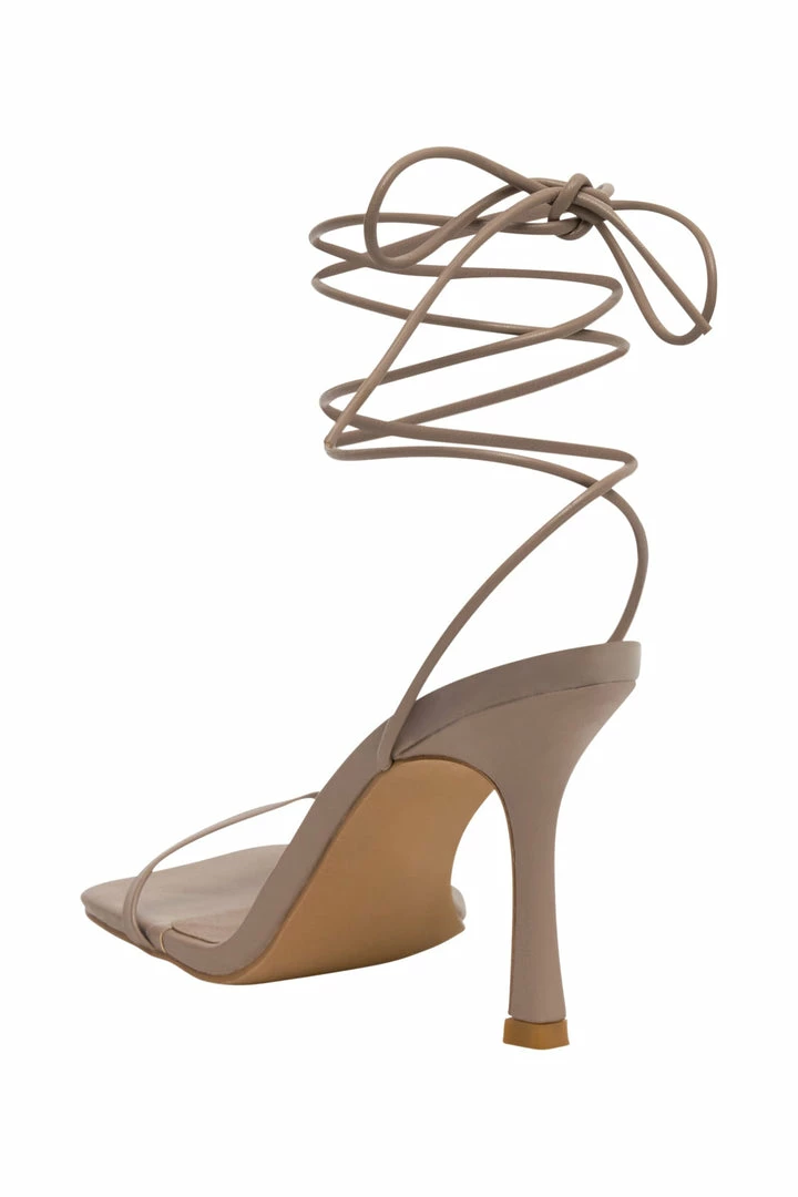 LFS Neve Wrap Around Faux Leather Heels - Taupe 10 LFS Neve Wrap Around Faux Leather Heels - Taupe