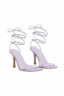 LFS Shoes Neve Wrap Around Faux Leather Heels - Lilac