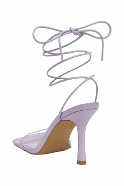 LFS Shoes Neve Wrap Around Faux Leather Heels - Lilac