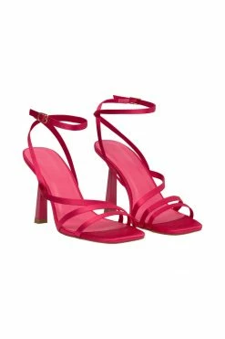 LFS Lena Three Strap Satin Heels - Pink