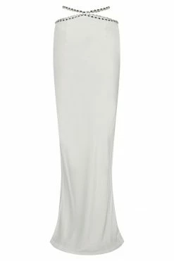 JLW Havva Diamante Trim Maxi Skirt - White