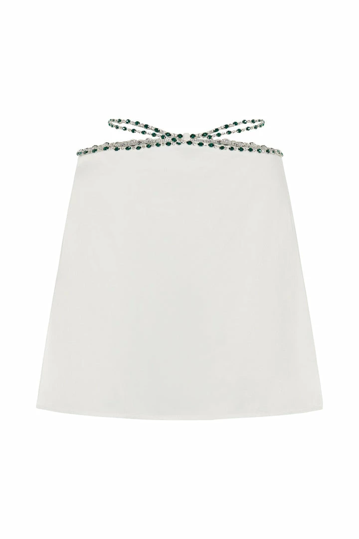 JLW Farah Diamante Trim Mini Skirt - White 6 JLW Farah Diamante Trim Mini Skirt - White