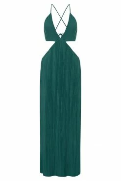 WNT DRESSES Nava Crinkle Halter Cut Out Maxi Dress - Emerald 13 WNT DRESSES Nava Crinkle Halter Cut Out Maxi Dress - Emerald