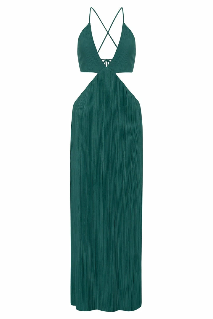 WNT DRESSES Nava Crinkle Halter Cut Out Maxi Dress - Emerald 7 WNT DRESSES Nava Crinkle Halter Cut Out Maxi Dress - Emerald
