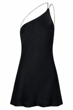 JLW Berina One Shoulder Gemstone Strap Mini Dress - Black DRESSES