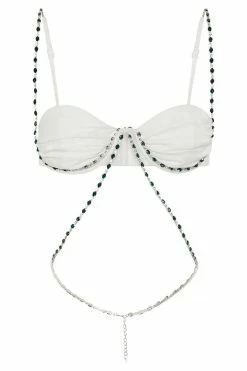 JLW Farah Diamante Trim Bralette - White Two Piece Sets 17 JLW Farah Diamante Trim Bralette - White Two Piece Sets